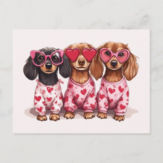 Valentinstag Dachshund Hunde Postkarte (Vorderseite)