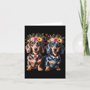Valentinstag Dachshund passende Paar-Liebe Floral Karte