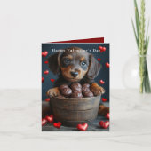 Valentinstag-Dachshund-Welpe rote Herzen  Karte (Vorderseite)