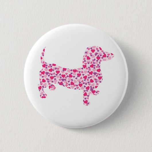 Valentinstag-Dackel Button (Vorderseite)