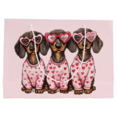 Valentinstag Dackel Hunde Große Geschenktüte (Rückseite)