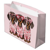 Valentinstag Dackel Hunde Große Geschenktüte (Rückseite Schrägansicht)