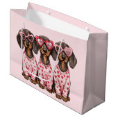 Valentinstag Dackel Hunde Große Geschenktüte (Vorderseite Schrägansicht)
