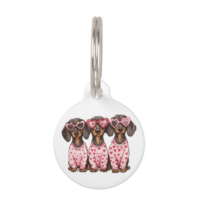 Valentinstag Dackel Hunde Haustiermarke (Vorderseite)