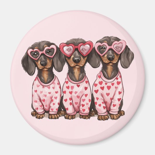 Valentinstag Dackel Hunde Magnet (Vorne)