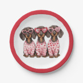 Valentinstag Dackel Hunde Pappteller (Vorderseite)