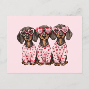 Valentinstag Dackel Hunde Postkarte