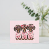 Valentinstag Dackel Hunde Postkarte (Stehend Vorderseite)
