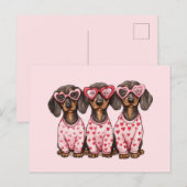 Valentinstag Dackel Hunde Postkarte (Vorne/Hinten)