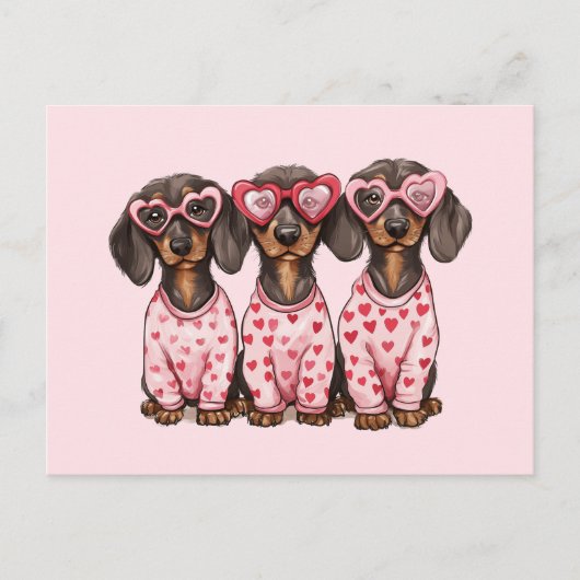 Valentinstag Dackel Hunde Postkarte (Vorderseite)