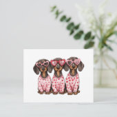 Valentinstag Dackel Hunde Postkarte (Stehend Vorderseite)