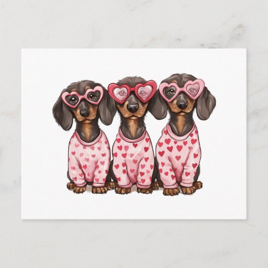 Valentinstag Dackel Hunde Postkarte (Vorderseite)