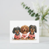 Valentinstag Dackel Hunde Postkarte (Stehend Vorderseite)
