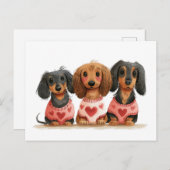 Valentinstag Dackel Hunde Postkarte (Vorne/Hinten)