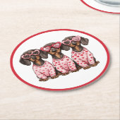 Valentinstag Dackel Hunde Runder Pappuntersetzer (Angewinkelt)