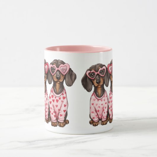 Valentinstag Dackel Hunde Tasse (Zentrum)