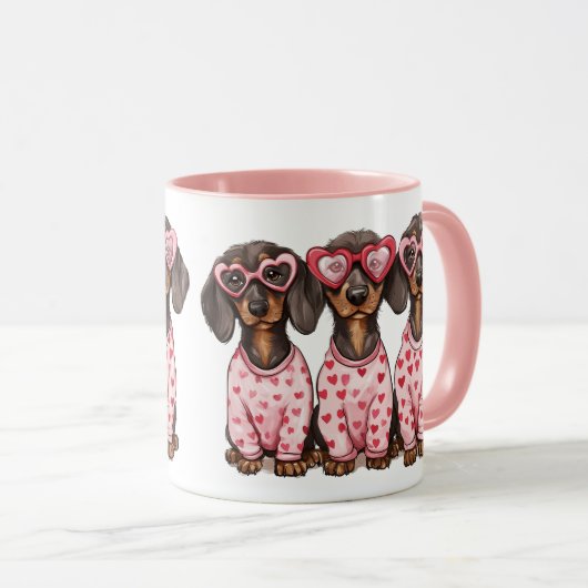 Valentinstag Dackel Hunde Tasse (VorderseiteRechts)