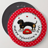 Valentinstag Dackel (schwarz & tan) - Niedlicher H Button (Vorne & Hinten)