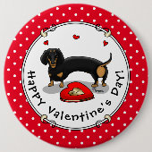 Valentinstag Dackel (schwarz & tan) - Niedlicher H Button (Vorderseite)