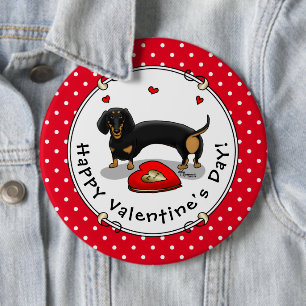 Valentinstag Dackel (schwarz & tan) - Niedlicher H Button