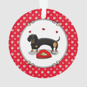Valentinstag Dackel (schwarz & tan) - Niedlicher H Ornament