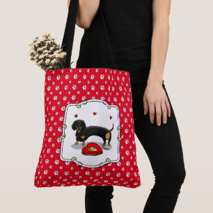 Valentinstag Dackel (schwarz & tan) - Niedlicher H Tasche