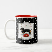 Valentinstag Dackel (schwarz & tan) - Niedlicher H Zweifarbige Tasse (Links)