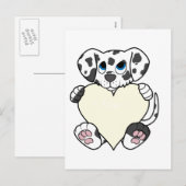 Valentinstag Dalmatiner Hund mit Cremeherz Feiertagspostkarte (Vorne/Hinten)