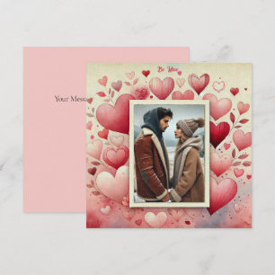 Valentinstag Dein Foto hört rosa Creme Feiertagskarte