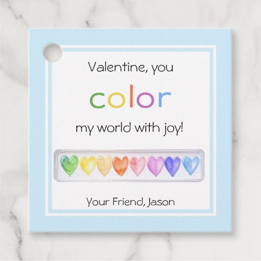 Valentinstag der Aquarellpalette Geschenkanhänger (Vorderseite)