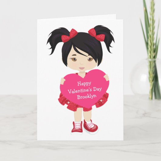 Valentinstag der asiatischen Mädchen Karte (Vorderseite)