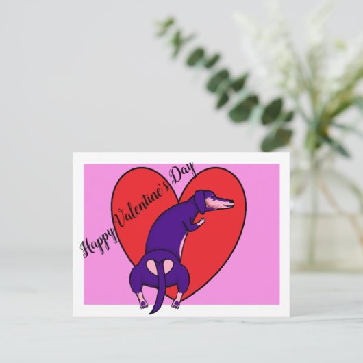 Valentinstag der Dackel Postkarte (Stehend Vorderseite)