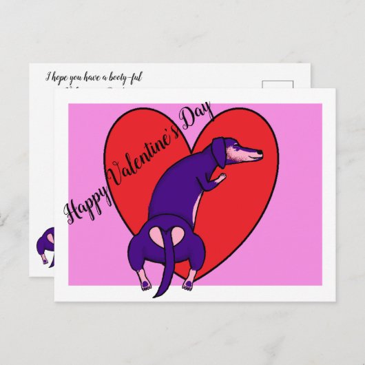 Valentinstag der Dackel Postkarte (Vorne/Hinten)