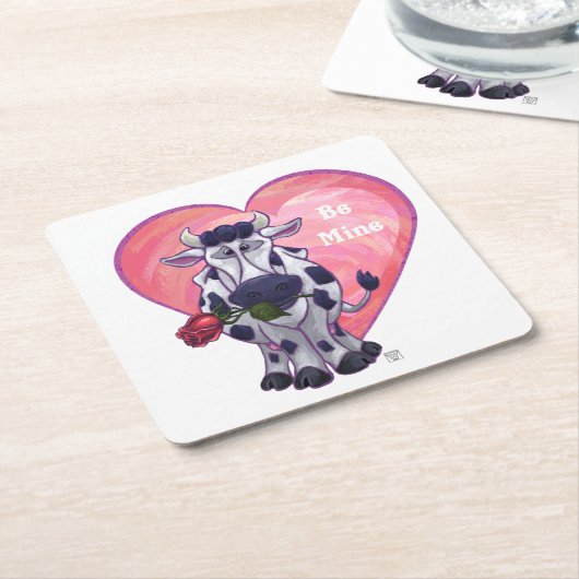 Valentinstag der Kuh Rechteckiger Pappuntersetzer (angewinkelt)