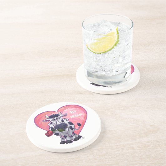 Valentinstag der Kuh Sandstein Untersetzer (Seite)