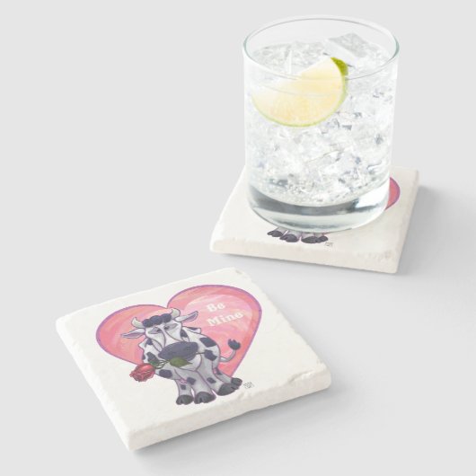 Valentinstag der Kuh Steinuntersetzer (Seitenansicht)