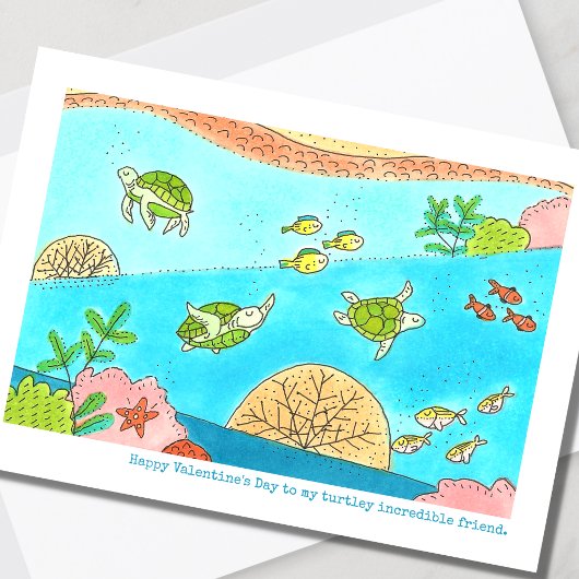 Valentinstag der Meeresschildkröte Feiertagskarte