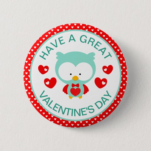 Valentinstag der niedlichen Aquamarinen Eule und H Button (Vorderseite)