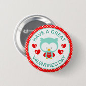 Valentinstag der niedlichen Aquamarinen Eule und H Button (Vorne & Hinten)