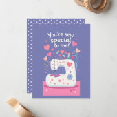 Valentinstag der niedlichen Nähmaschine Mitteilungskarte (Vorderseite/Rückseite Beispiel)