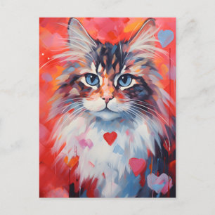 Valentinstag der Norwegischen Waldkatze Postkarte