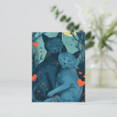 Valentinstag der russischen Blauen Katze Postkarte (Stehend Vorderseite)