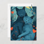 Valentinstag der russischen Blauen Katze Postkarte (Vorne/Hinten)