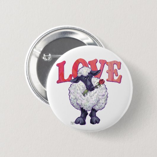 Valentinstag der Schafe Button (Vorne & Hinten)