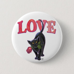 Valentinstag der Schwarzen Katze Button