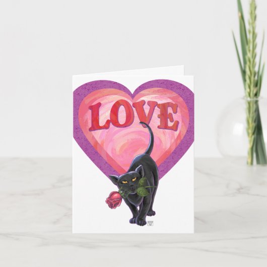 Valentinstag der Schwarzen Katze Feiertagskarte (Vorderseite)