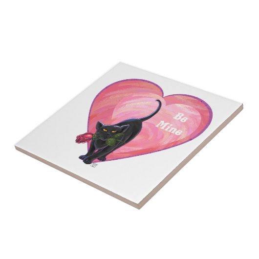 Valentinstag der Schwarzen Katze Fliese (Seite)