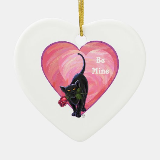 Valentinstag der Schwarzen Katze Keramikornament (Vorne)