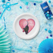 Valentinstag der Schwarzen Katze Pappteller (Party)