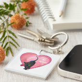 Valentinstag der Schwarzen Katze Schlüsselanhänger (Vorderseite rechts)